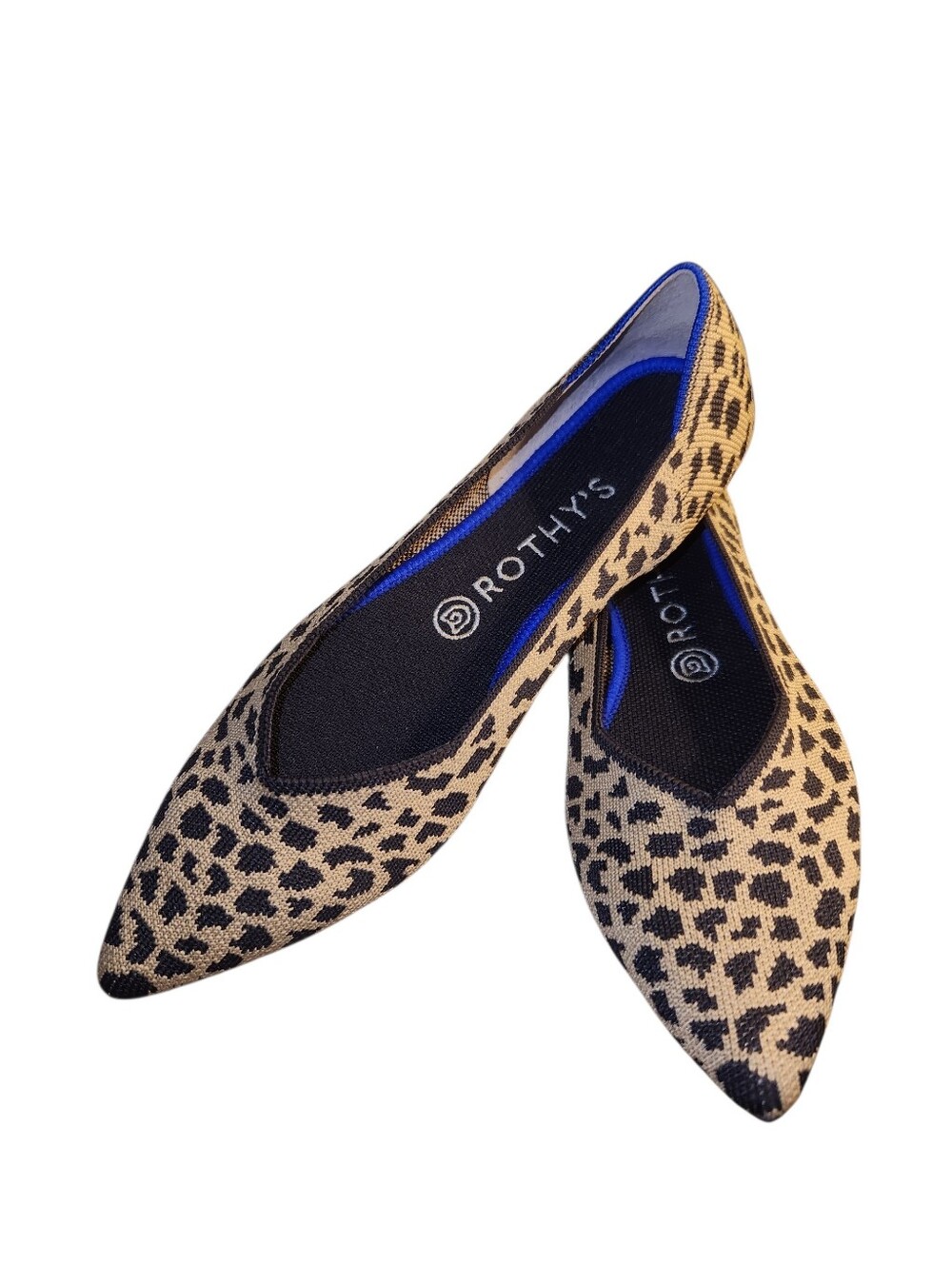 Rothy's Leopard Print Pointed Toe Flats in Tan and Black Retired Size 9 Like NEW